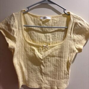 Gaze Light Yellow Ribbed Crop Top